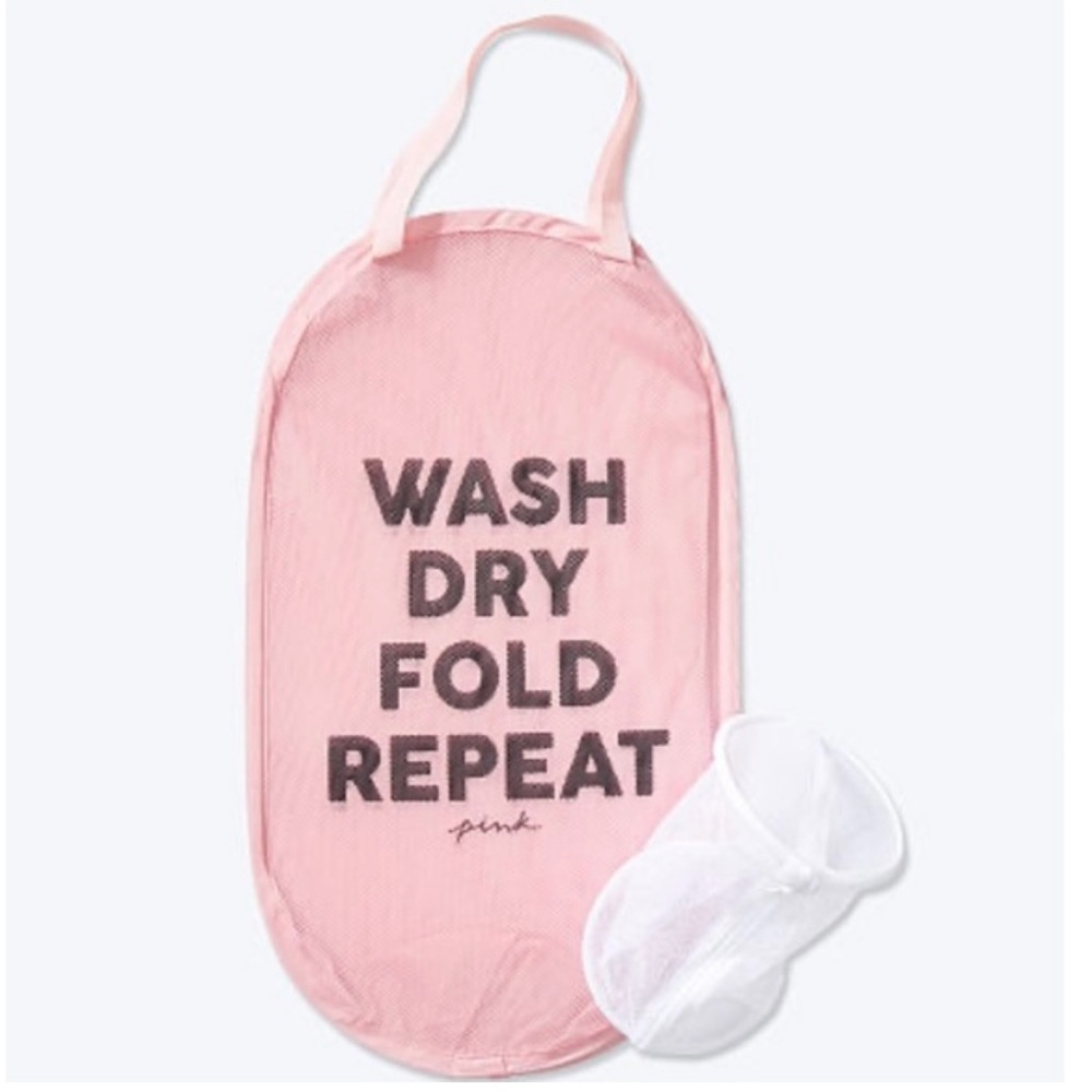 Pink Mesh Laundry Hamper - Picture 2 of 7